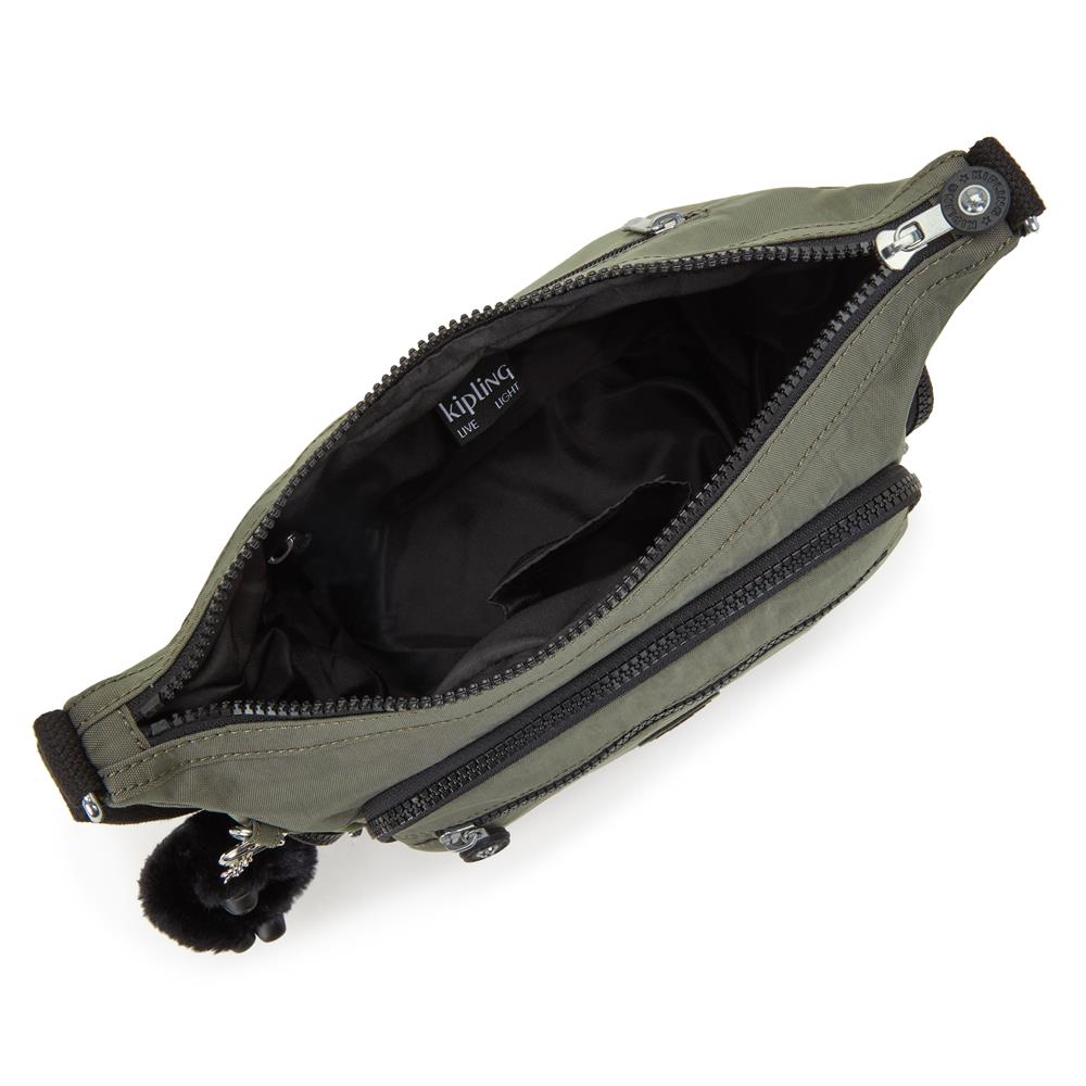 Kipling GABBIE S, Kleine Umhängetasche, Green Moss (grün), Schultertasche mit vielen Fächern