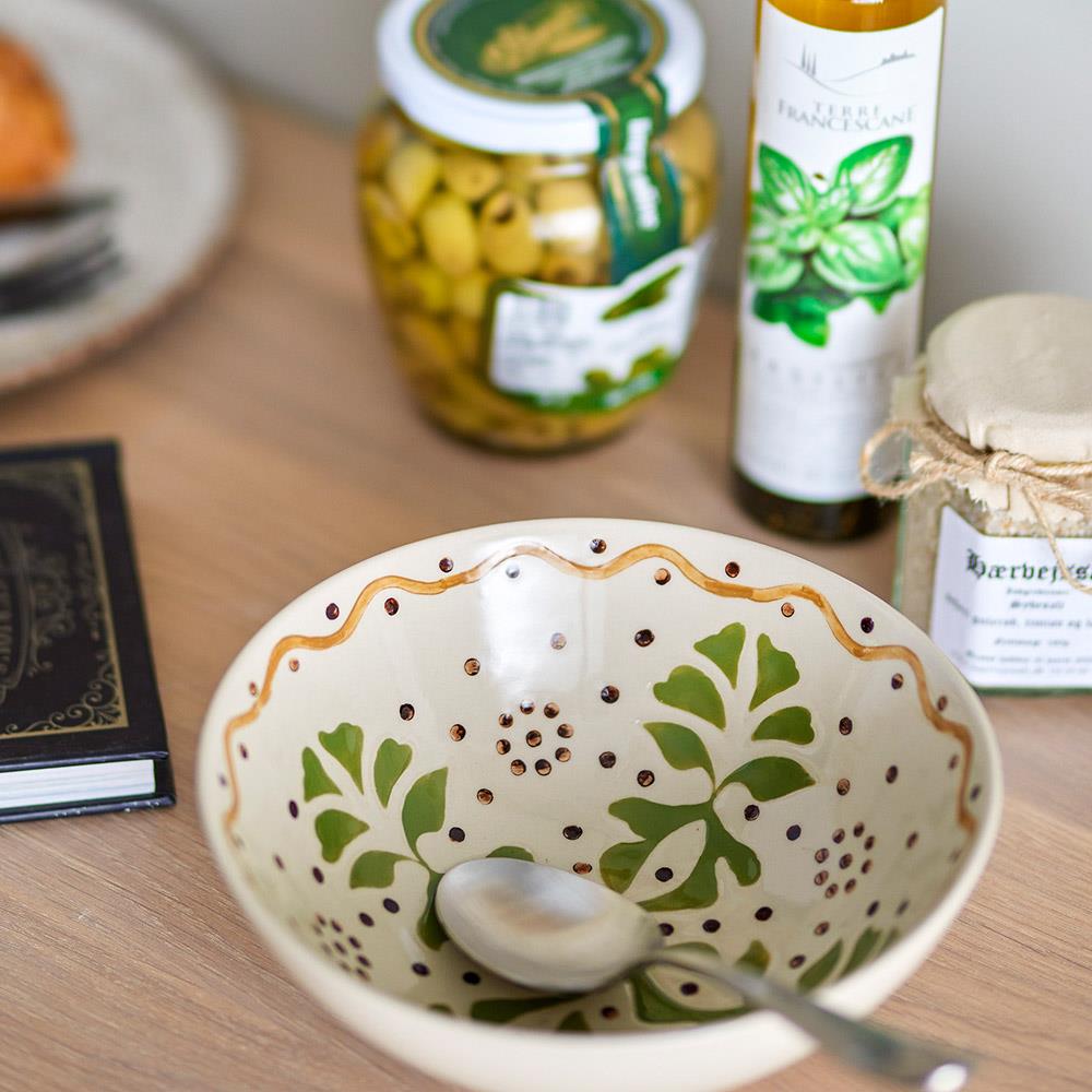 Bloomingville Heikki Schale – handbemalte Steingutschale in Naturtönen, Ø 19 cm, 860 ml