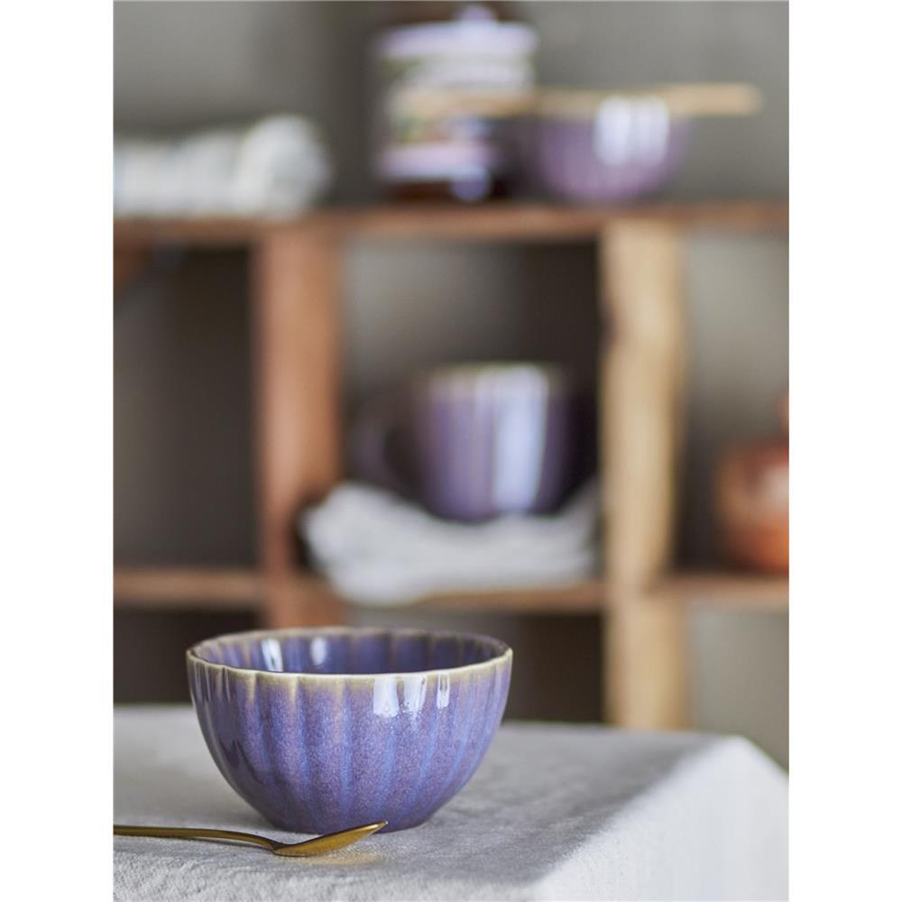 Bloomingville Latina Schale, Violett, Steingut, 400 ml, dänisches Design