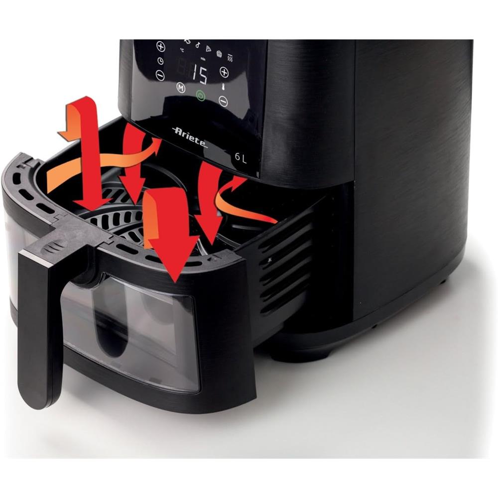 Ariete Airy Fryer, Schwarz, Heißluftfritteuse 6L, Touchscreen, 1300W