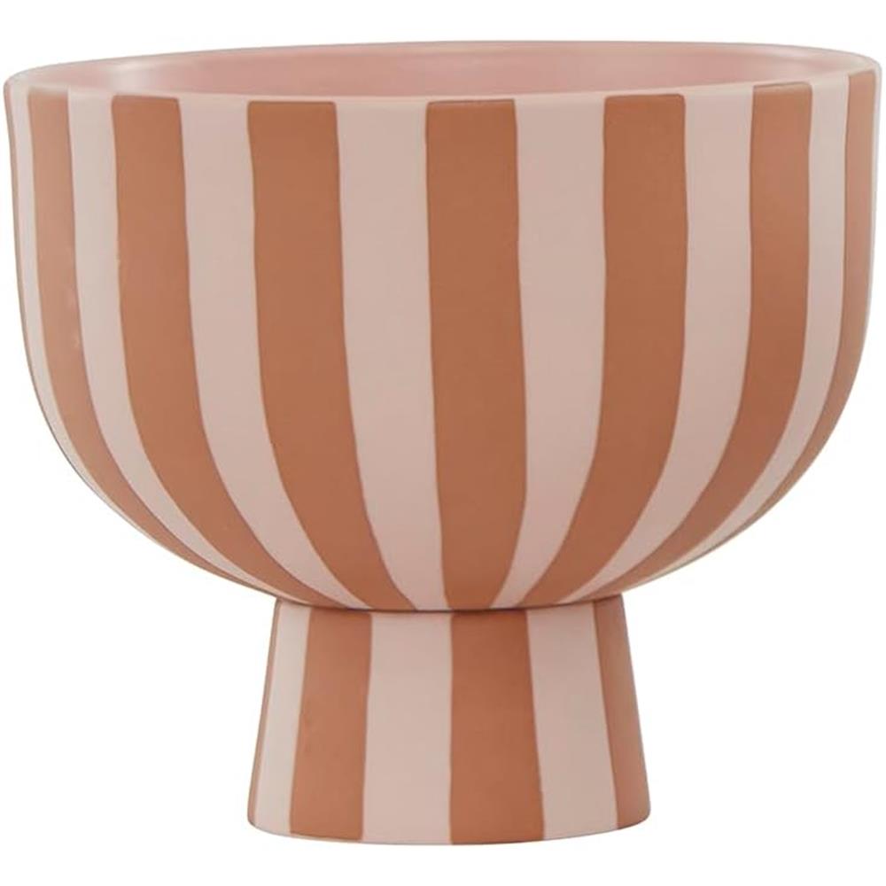 OYOY Toppu Schale - 15x13 cm, Caramel/Rosa gestreift - vielseitig als Obstkorb, Blumentopf, Vase