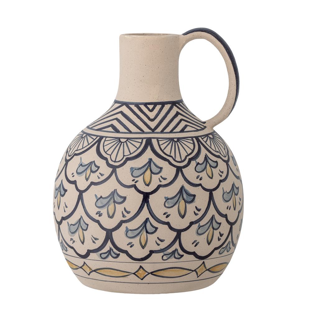 Bloomingville Nadya Vase blau D20 cm aus Steingut – dekorative Vase für Wohnzimmer