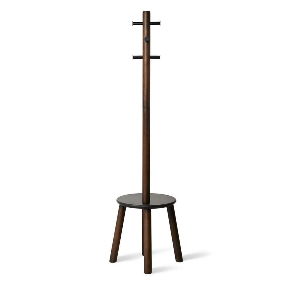 Umbra Pillar Garderobenständer mit integriertem Hocker 50 x 50 x 165 cm Holz Schwarz Walnuss