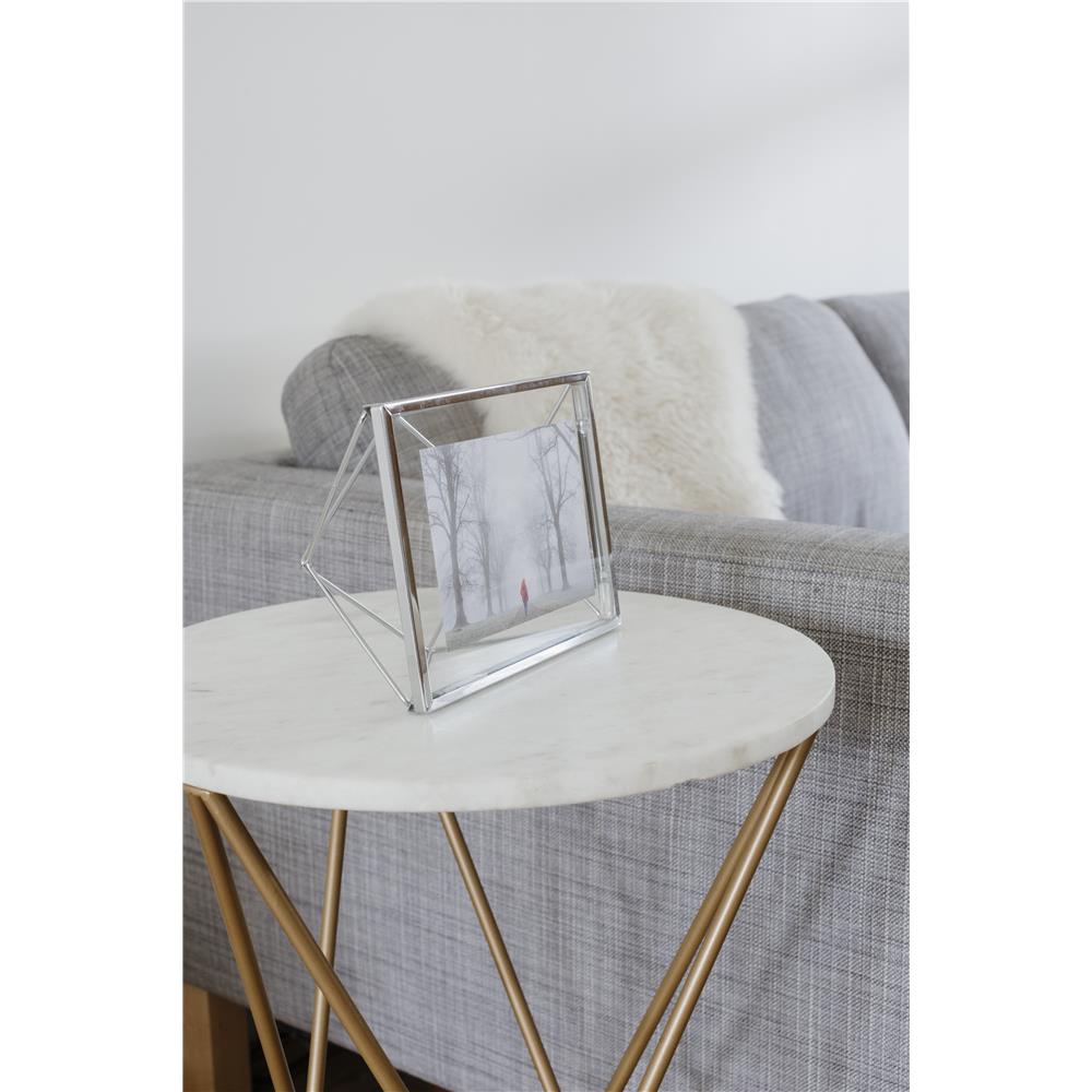 Umbra Prisma Geometrischer Bilderrahmen 20 x 15 x 7 cm zum Aufhängen oder Aufstellen Chrom Silber