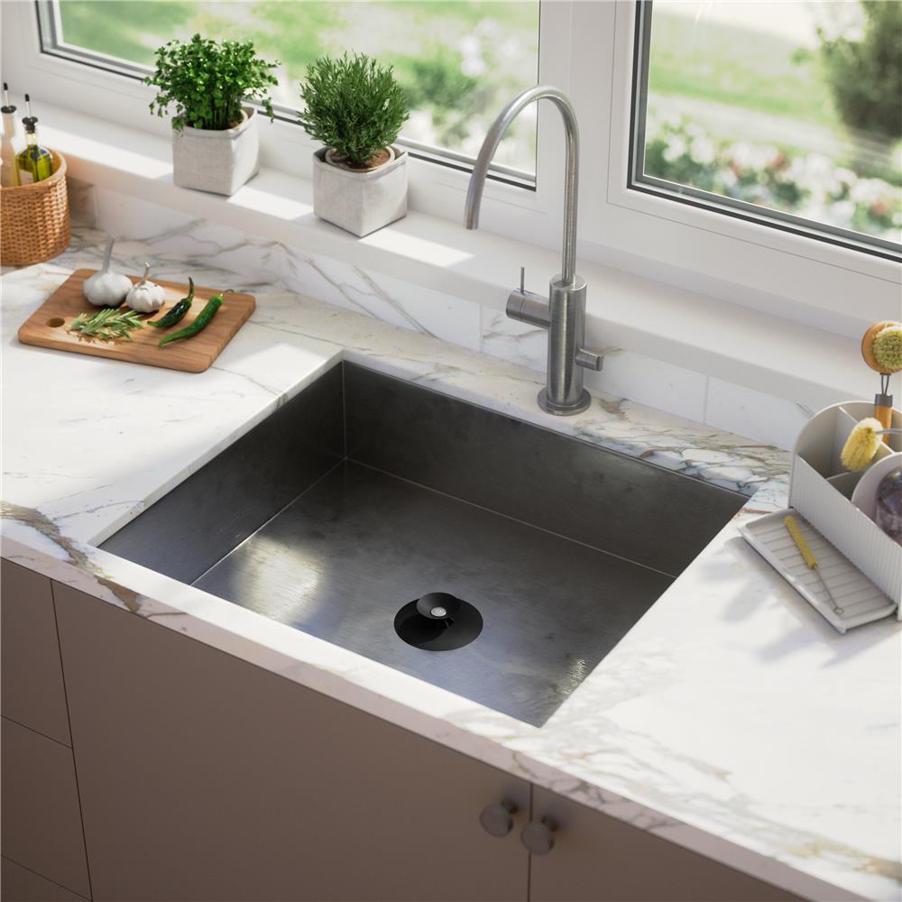 Umbra Flex Badewannenstöpsel, Haarsieb, Abflusssieb für Dusche, Badewanne, Waschbecken, in Schwarz