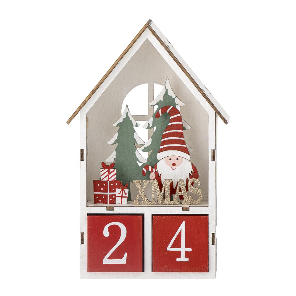 Bloomingville Edmund Adventskalender aus Sperrholz – Weihnachtsdeko Hausform
