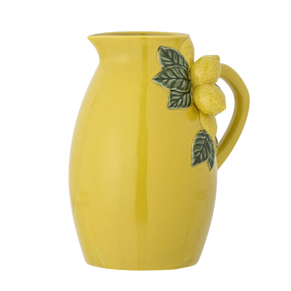 Bloomingville Limone Krug aus Steingut, gelb, 1,6 l, handdekoriert, idealer Limonadenkrug