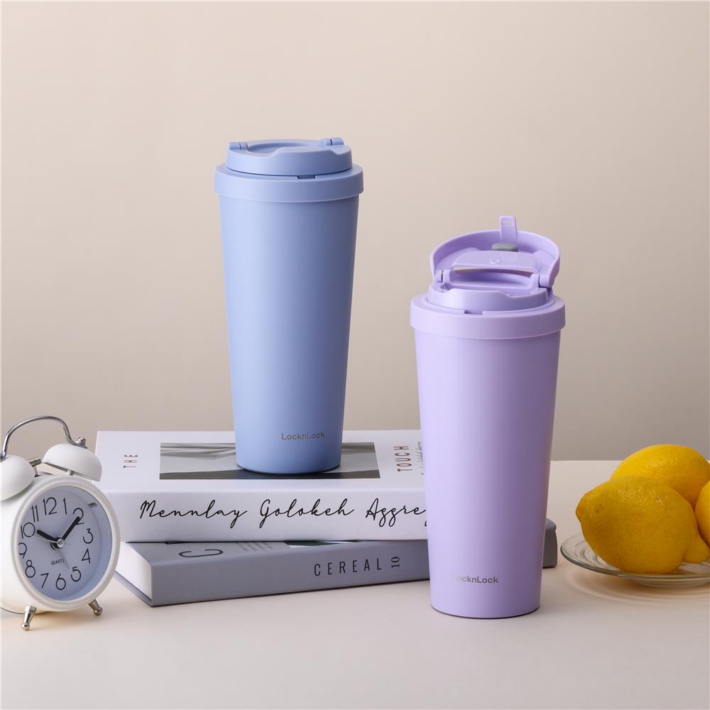 LocknLock One-Touch Clip Thermobecher 550 ml Blau - Isolierbecher To Go Edelstahl