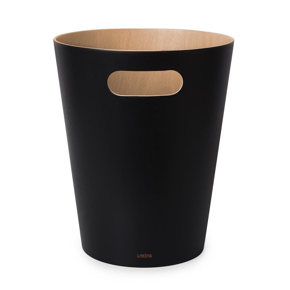 Umbra Woodrow Abfalleimer, Schwarz/Holz, 7,5 Liter, Zweifarbiger Papierkorb