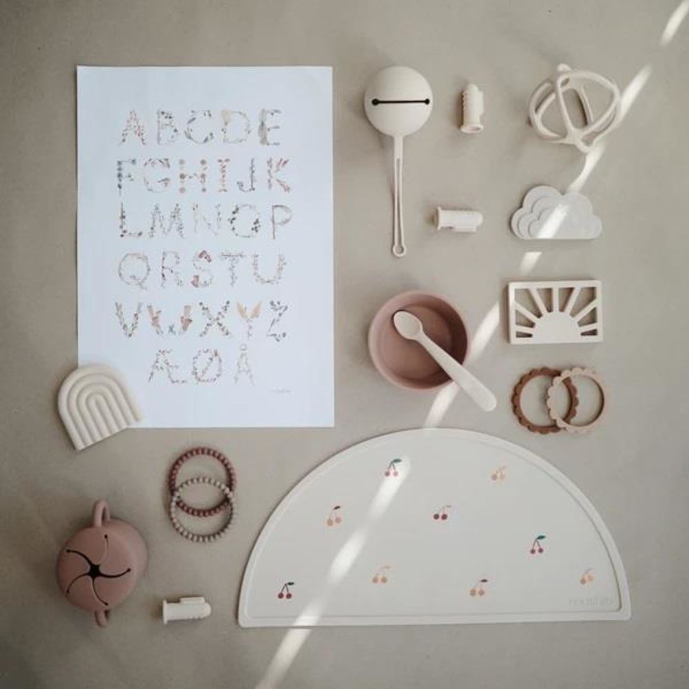 Mushie Silikon-Platzdeckchen, Cherries, Tischset, BPA-frei