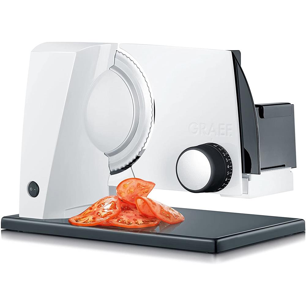 GRAEF Allesschneider SlicedKitchen S11001 weiß mit Edelstahl Wellenschliffmesser und Kindersicherung