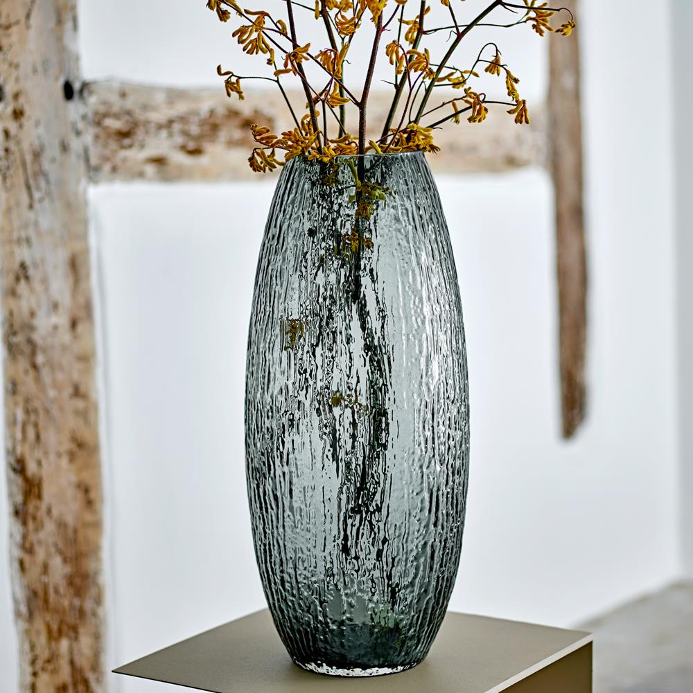 Bloomingville Brock Vase Grau Glas Bodenvase 22x50cm