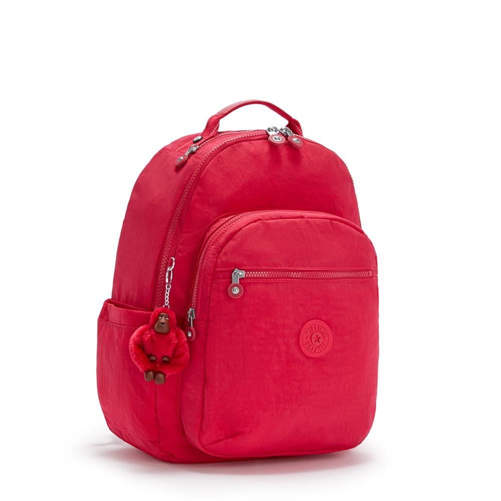Kipling SEOUL L, Großer Schulrucksack mit 15-Zoll-Laptopfach, 27L, True Pink (pink)