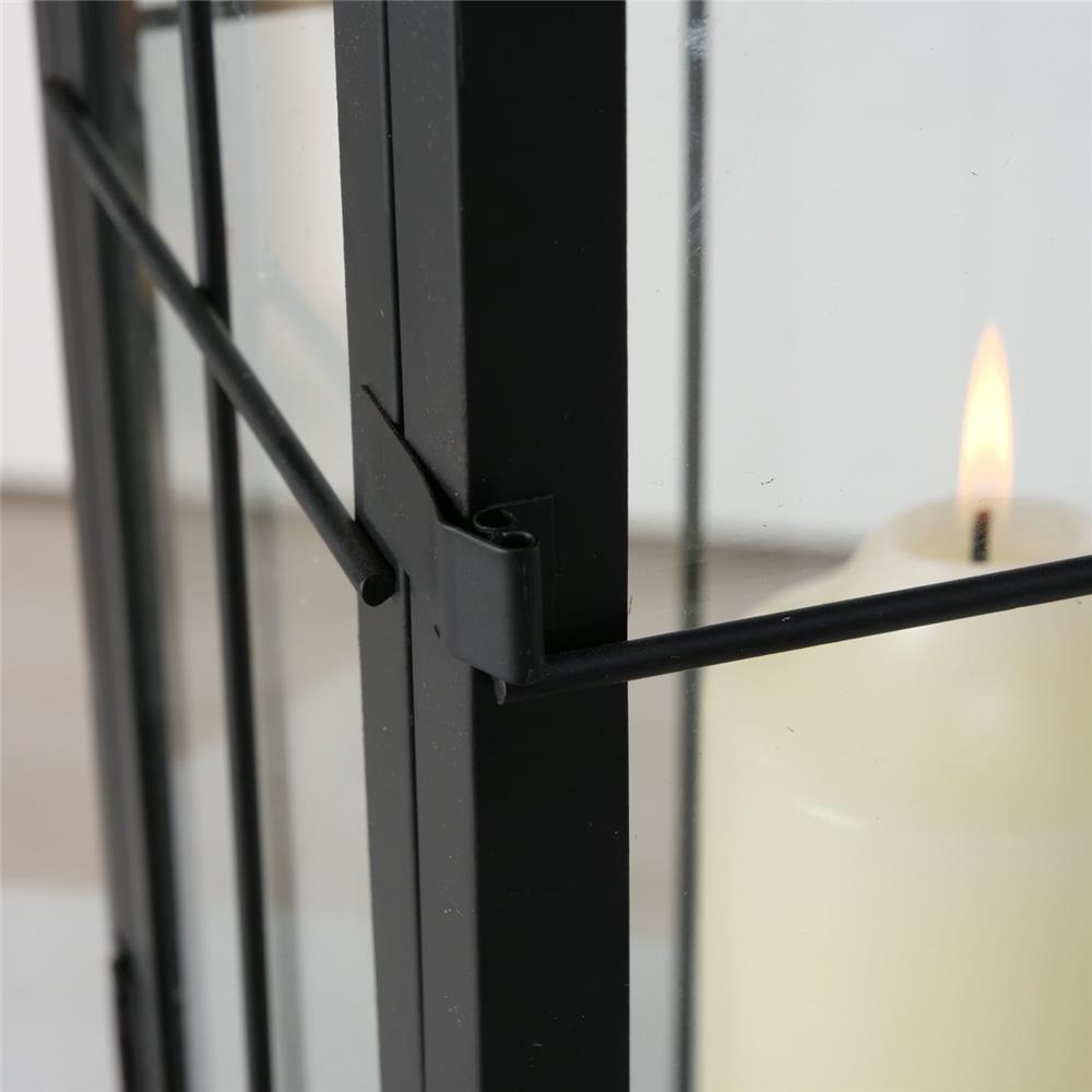 BOLTZE Laterne Arizona 2er Set Schwarz Metall Windlicht Kerzenhalter Skandinavisches Design