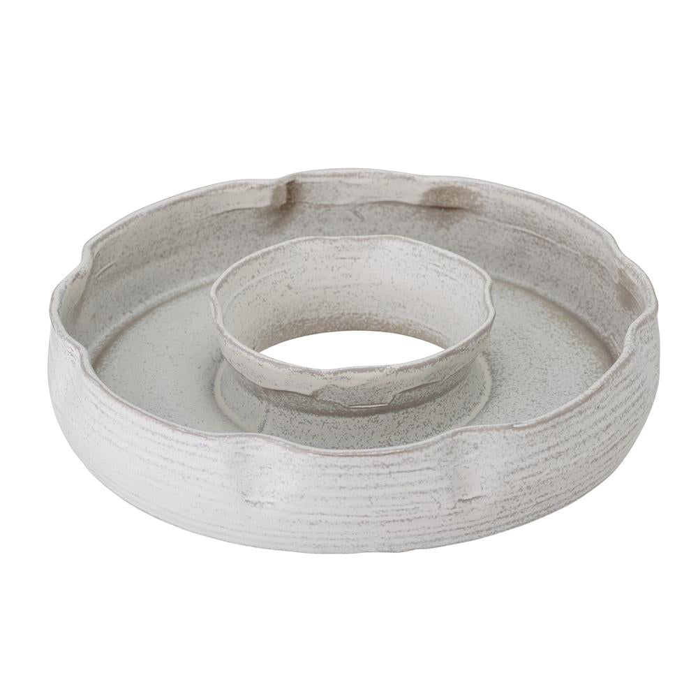 Bloomingville Leda Tablett, Grau, Steinzeug D35xH7,5 cm