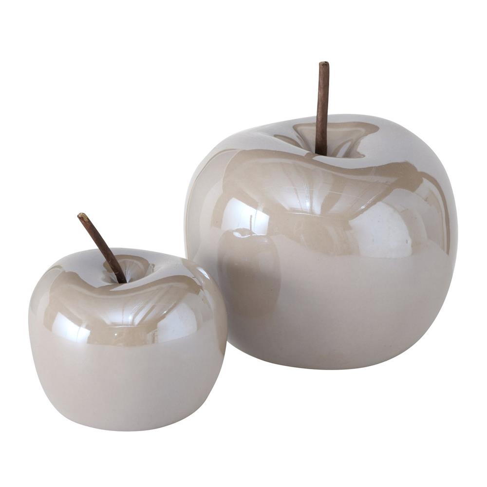 BOLTZE Dekoaufsteller Apfel Perly 2er Set Hellbraun Tischdekoration Früchte