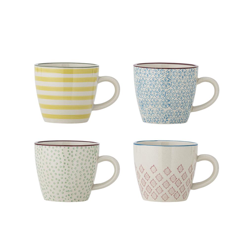 Bloomingville Patrizia Tassen, 4er Set, 220ml, Steingut, dänisches Design