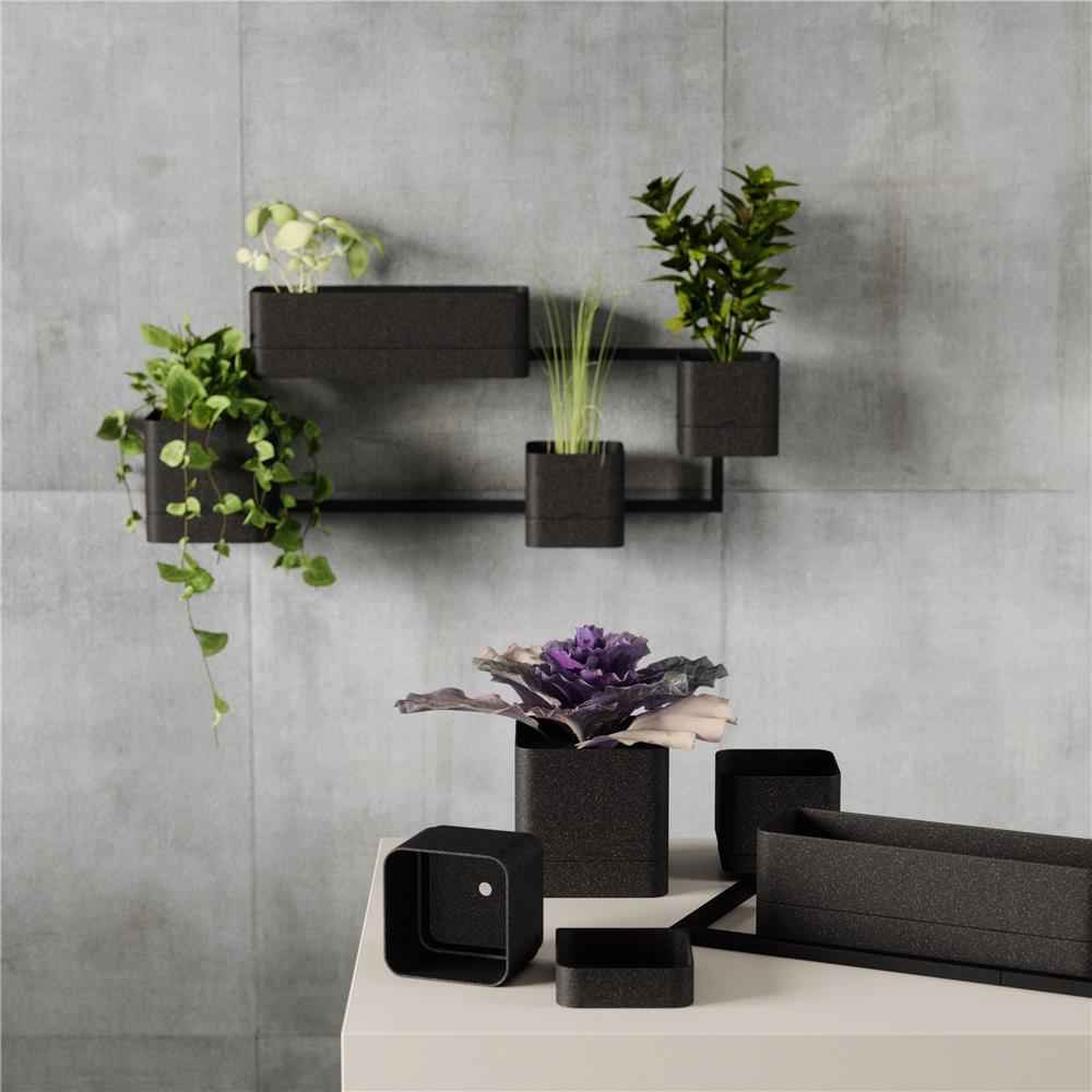 Umbra Cubiko Wandpflanzkasten mit 4 Pflanztöpfen, vertikale/horizontale Ausrichtung, in Schwarz