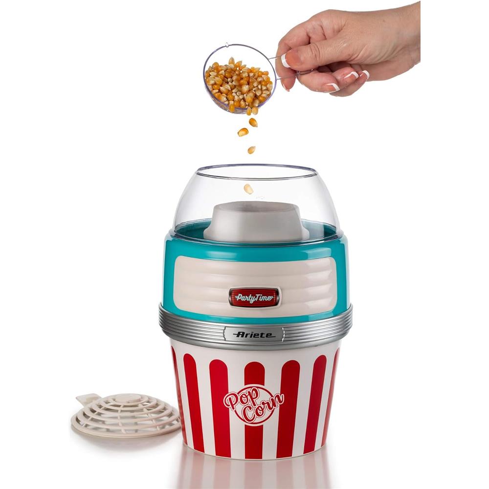 Ariete Party Time Popcorn Maker XL, Blau, Heißluft Popcornmaschine, Retro-Design, 50er Jahre-Stil