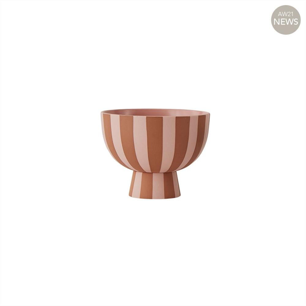 OYOY Toppu Schale - 12,6x10 cm, Caramel/Rosa gestreift - vielseitig als Dekoschale, Blumentopf, Vase