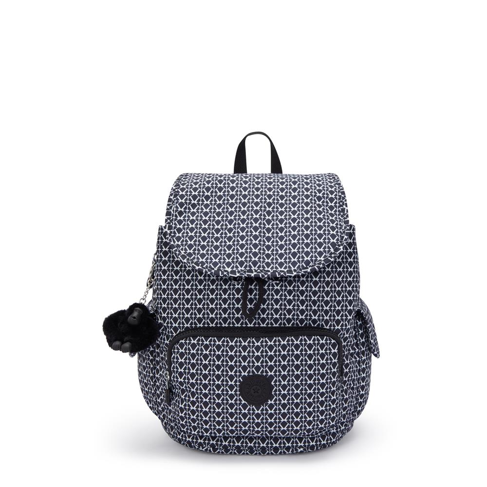 Kipling CITY PACK S, Kleiner Rucksack, Signature Print (schwarz), 9L, Kompakt & Stylisch