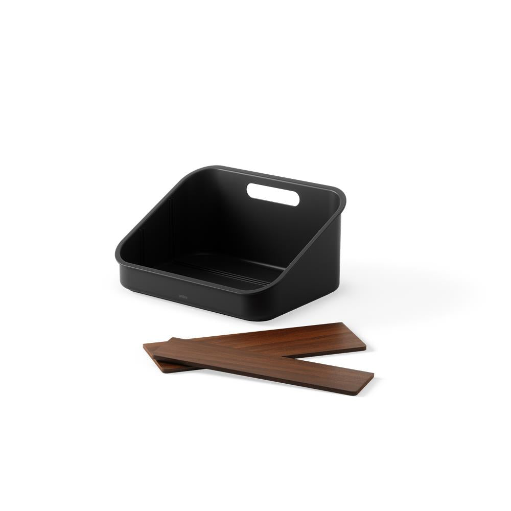 Umbra Bellwood Vorratsschrank Organizer mit 3 Fächern, Aufbewahrungsbehälter in Schwarz/Walnuss