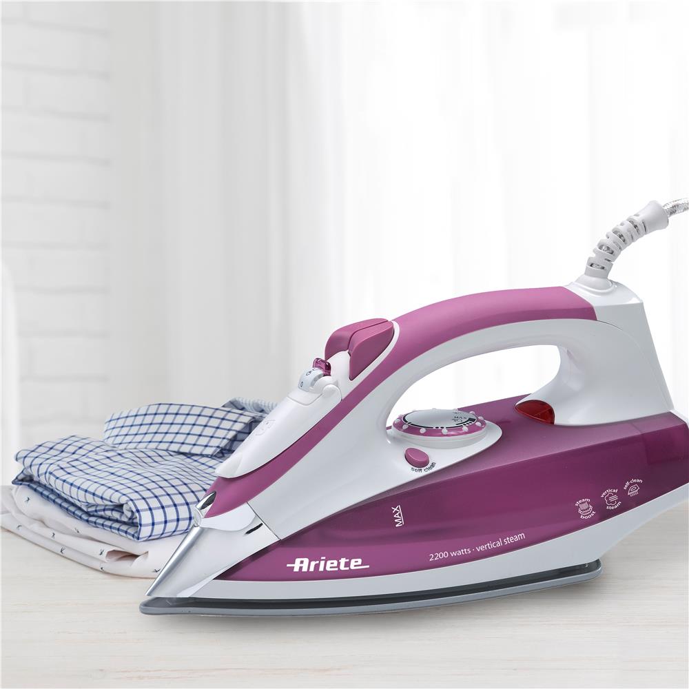 Ariete Steam Iron Dampfbügeleisen, Violett, Edelstahlsohle, Vertikaldampf, 2200W