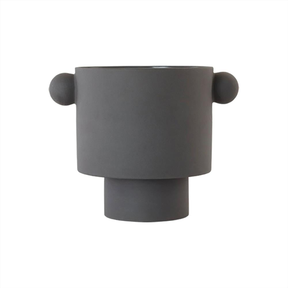 OYOY Inka Kana Blumentopf Large 30 x 23 cm Anthrazit Keramik Übertopf Pflanztopf Dekotopf