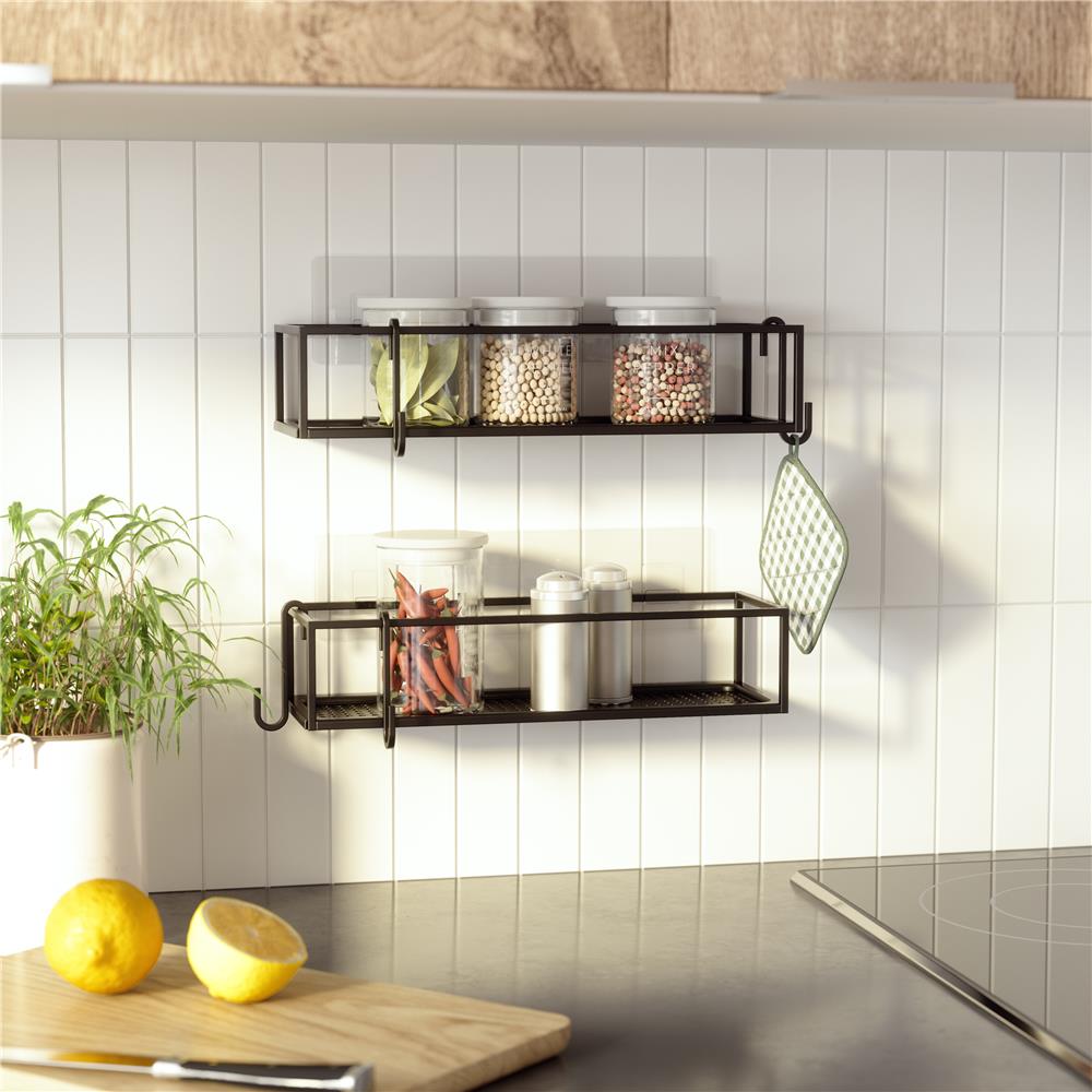 Umbra Cubiko Duschablage, Duschregale ohne Bohren mit Haken, 2er-Set, in Schwarz