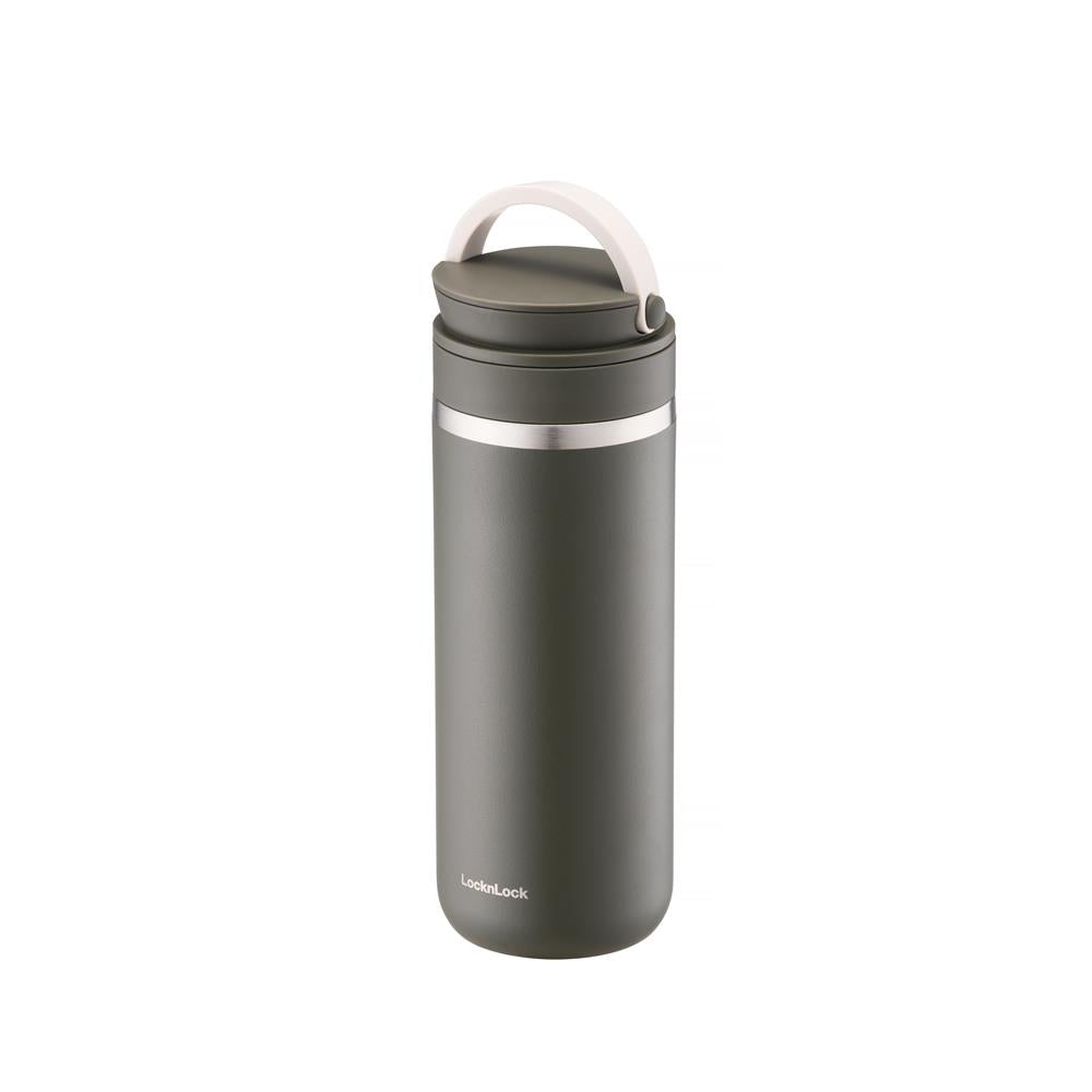 LocknLock Metro Thermobecher 475 ml Khaki - Edelstahl Tumbler auslaufsicher mit Griff