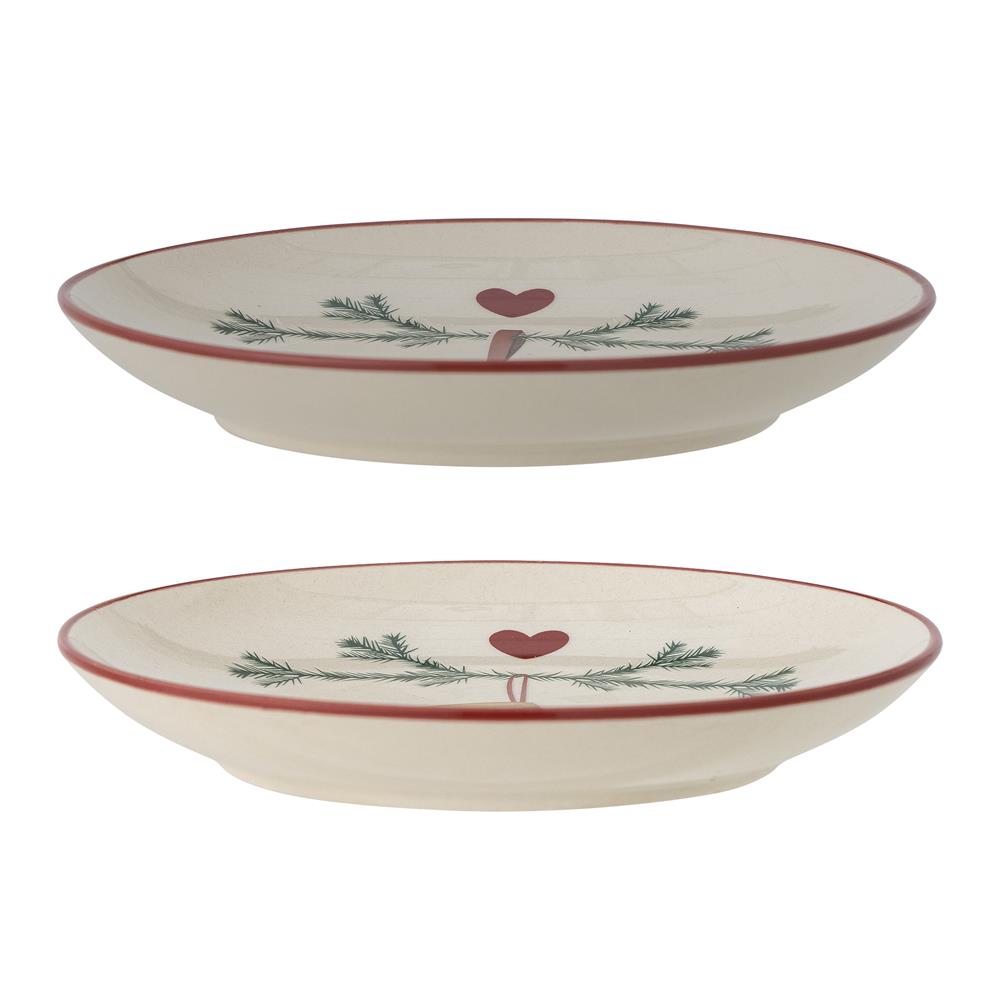 Bloomingville Yule Teller, 2er Set – Weihnachtsteller Ø16 cm mit Weihnachtsmotiven, dänisches Design