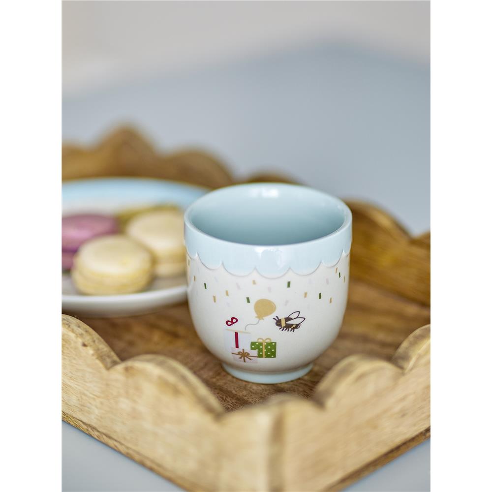 Bloomingville MINI Celebrate Tasse, Blau, Steingut, Kinderbecher, Kindertasse, dänisches Design
