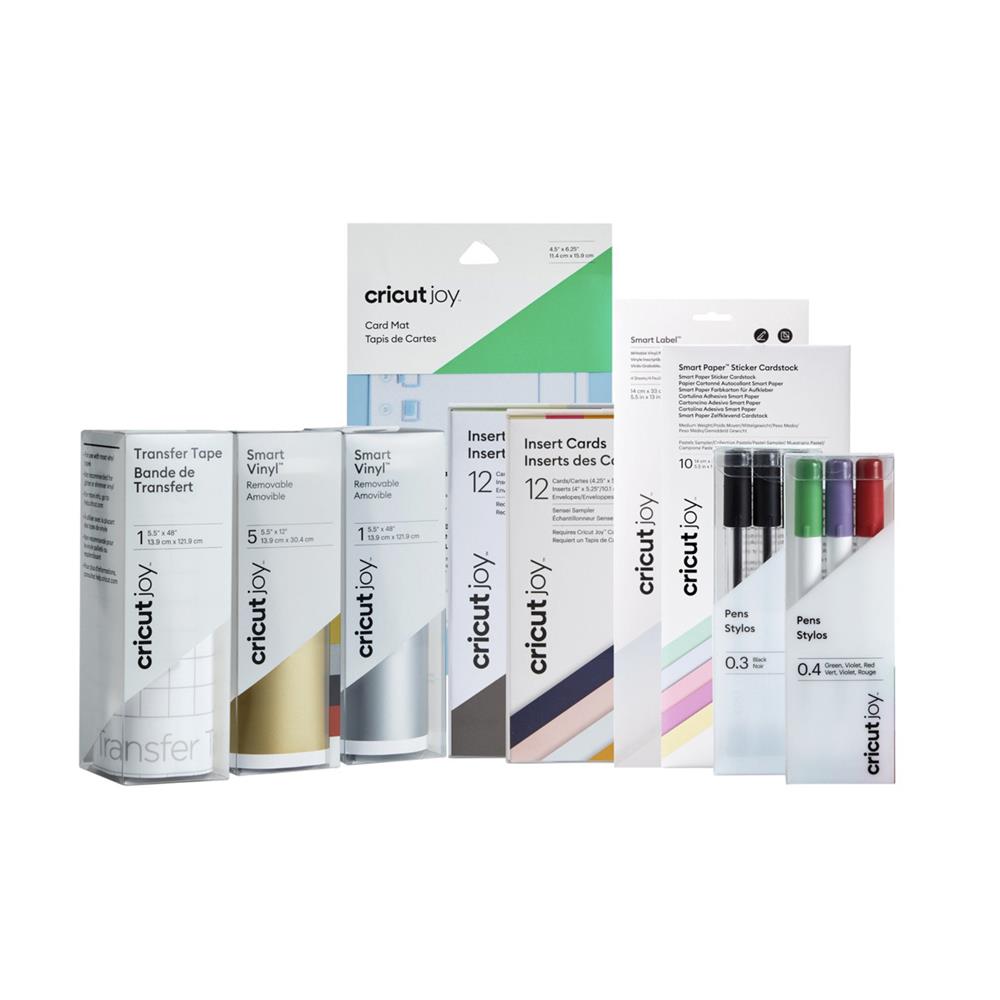 Cricut Joy Materials Starter Set 11 teilig mit Karten, Smart Vinyl, Transferfolie und Schneidematte
