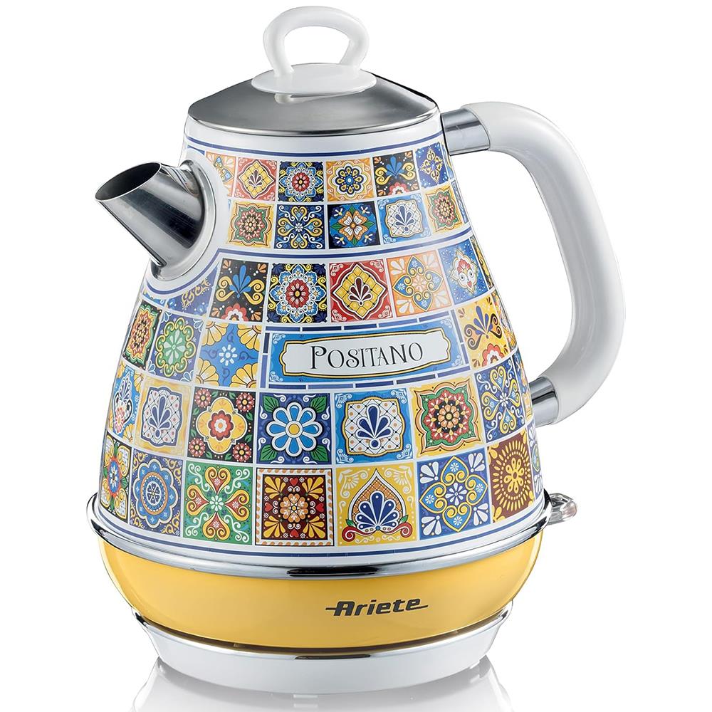 Ariete Positano Wasserkocher, Mediterranes Design, 1,7L Edelstahlkessel, 2200W