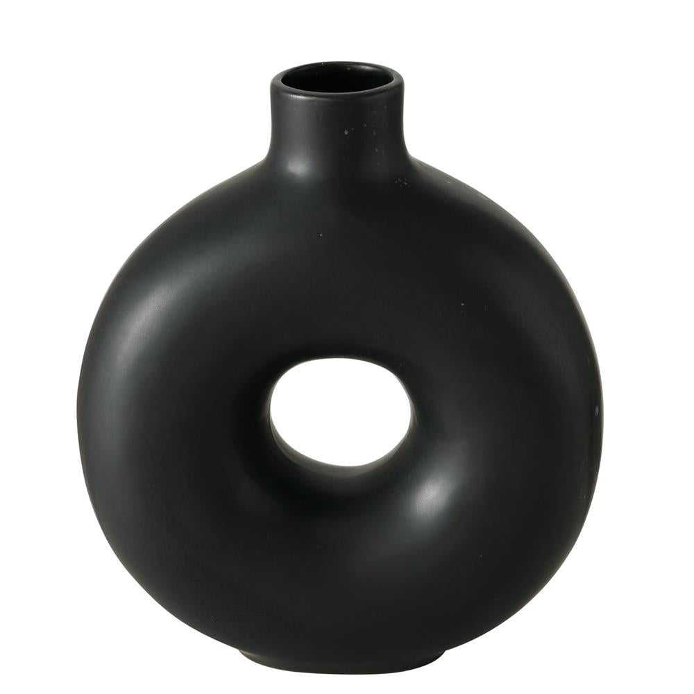 BOLTZE Vase Lanyo 20cm Steingut Matt Schwarz Modernes Design
