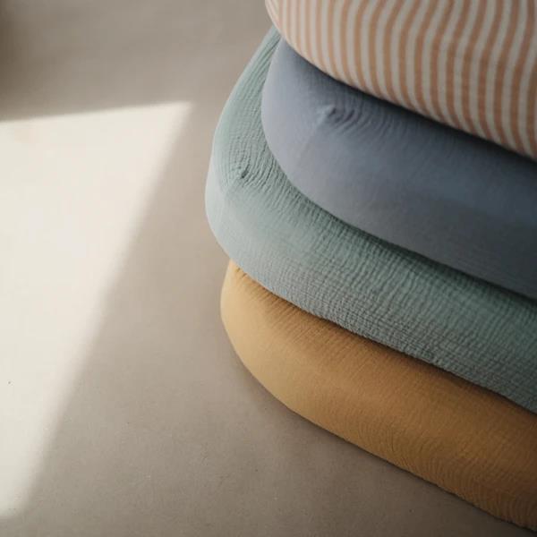 Mushie Musselin-Kinderbettlaken, Roman Green, 100x40cm Spannbettlaken