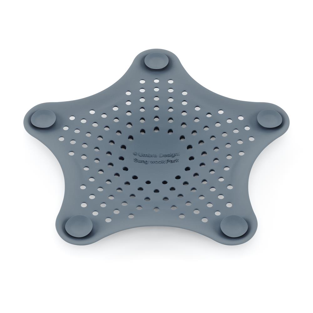 Umbra Starfish Abfluss Haarfänger mit Saugnäpfen, Silikon Abflusssieb, in Schieferblau