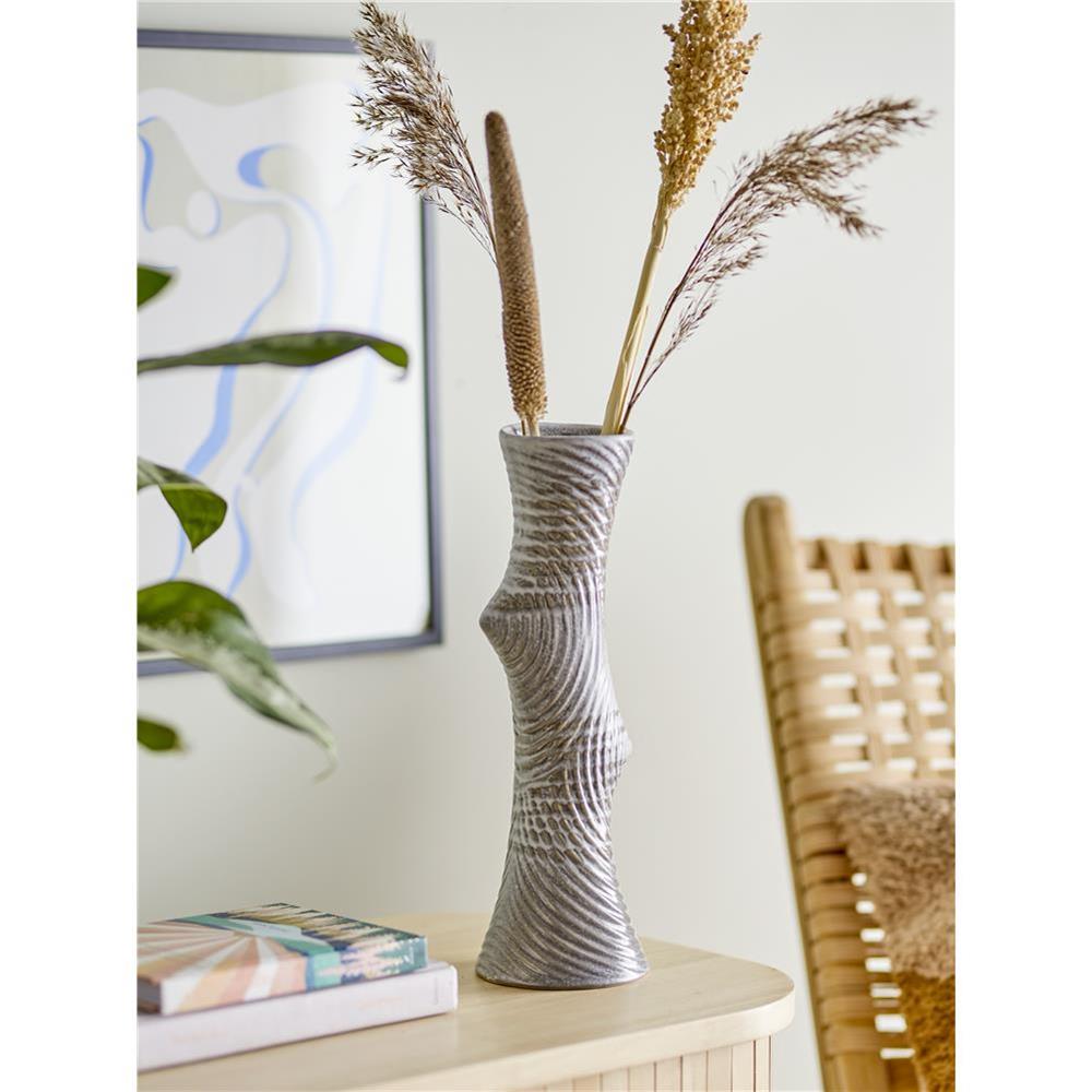 Bloomingville Raheem Vase in Grau, 34cm, aus Steingut