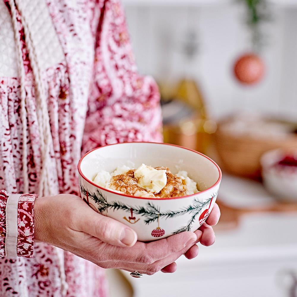 Bloomingville Yule Schale, 2er Set – Schüsseln in den klassischen Weihnachtsfarben, Ø14 cm, dänisches Design