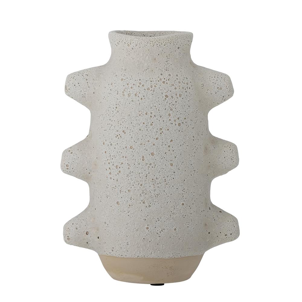 Bloomingville Birka Vase weiß L16 cm aus Keramik – dekorative Vase für Wohnzimmer & Tischdeko