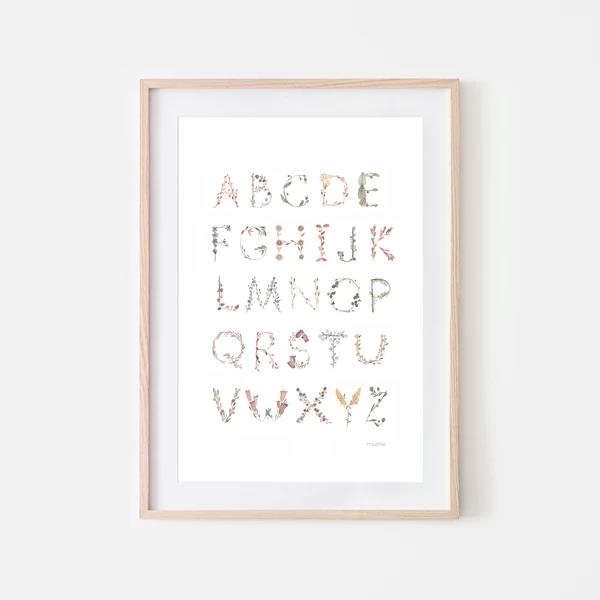 Mushie Alphabet-Poster mit Blumen, 29,7 x 42 cm