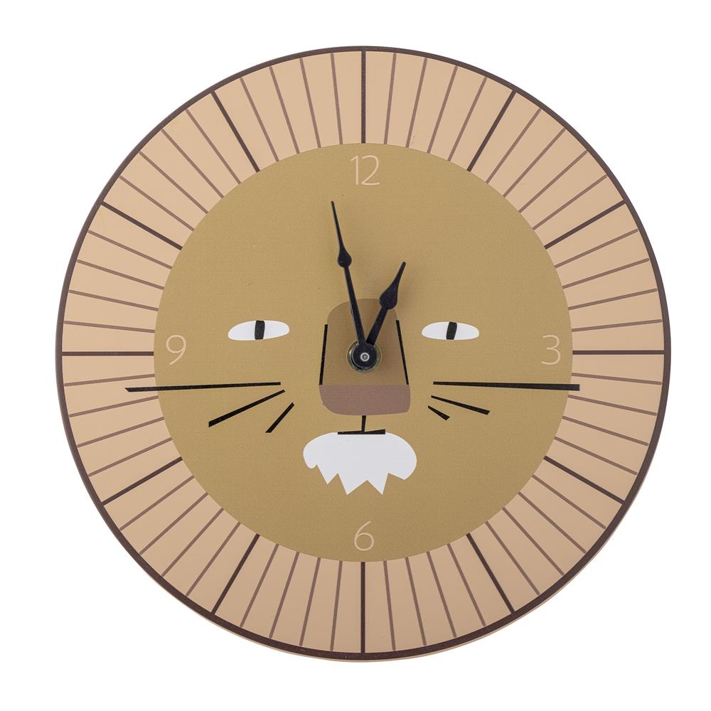 Bloomingville MINI Harrison Wanduhr, Braun, 23 cm, Kinderzimmerdekoration mit Löwenkopf
