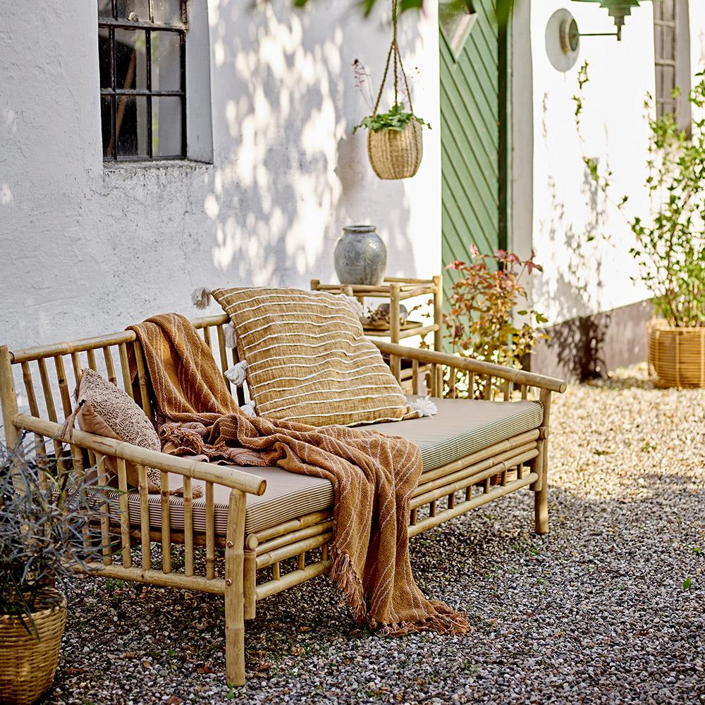 Bloomingville Ginna Decke Braun 160x130 cm – Recycelte Baumwolle mit Wellenmuster