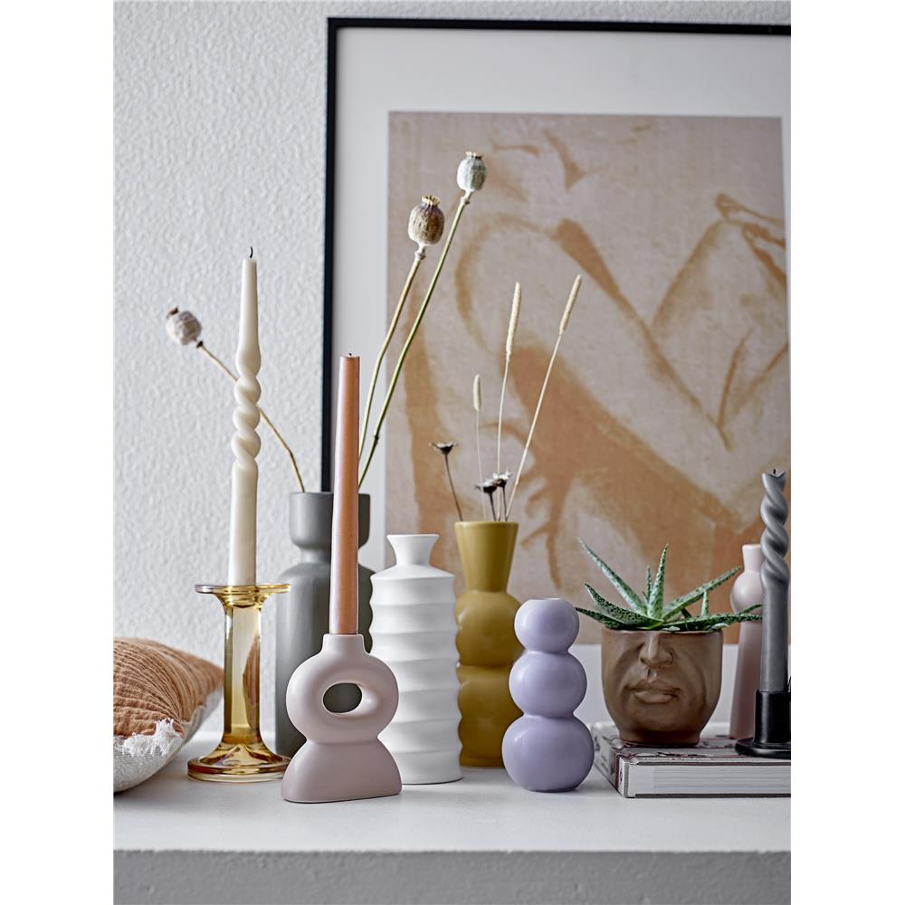 Bloomingville Jamey Kerzenhalter, Braun, Glas, 16 cm, dänisches Design