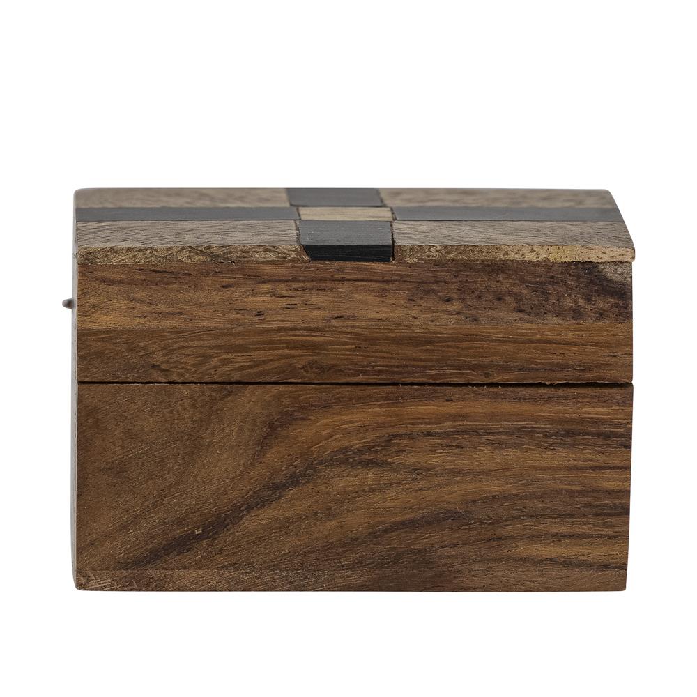 Bloomingville Cemile Box mit Deckel, Braun, Mangoholz mit handgeschnitzten Muster auf dem Deckel