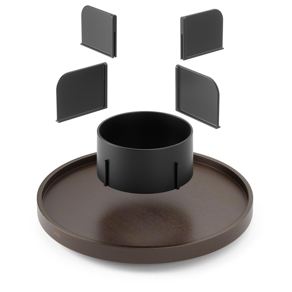 Umbra Bellwood Drehbarer Organizer, Lazy Susan Drehteller in Schwarz/Walnuss