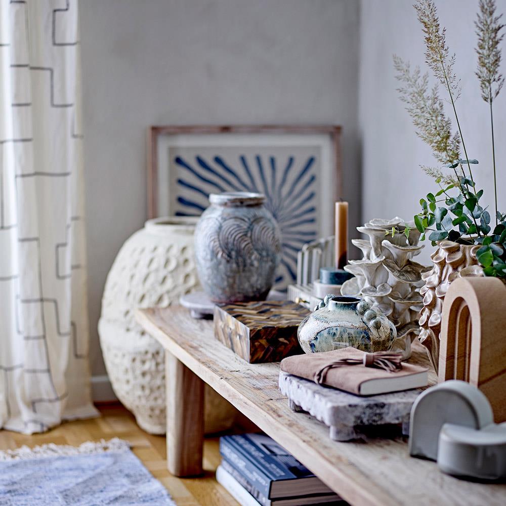 Bloomingville Damian Deko-Vase, Grün, Terrakotta, 22 cm, für Trockenblumen, rustikal