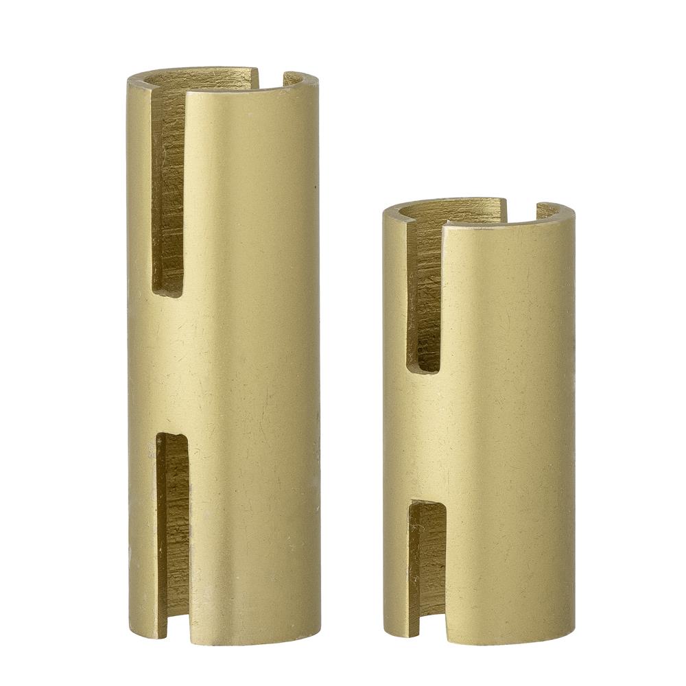 Bloomingville Hatice Kerzenständer, 2er Set, Gold, Metall, schlichter Messinglook