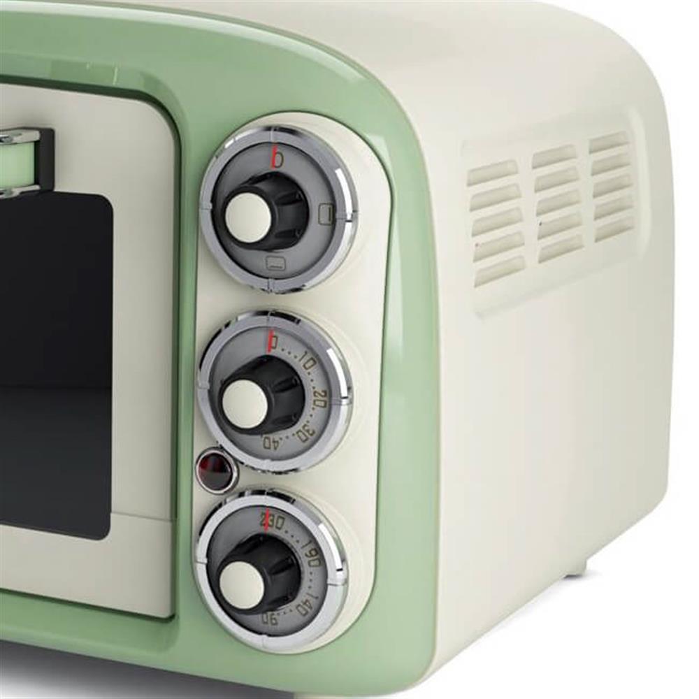 Ariete Vintage Mini Backofen, Grün, 18L Elektrobackofen im Retro-Design, 1380W, 230°C