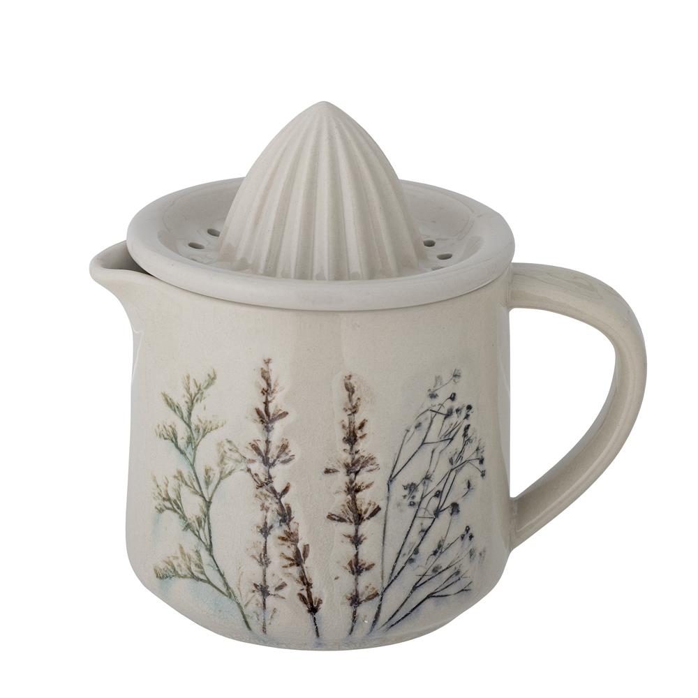 Bloomingville Bea Zitronenpresse, Natur, Steingut, mit Blumenmotiv, dänisches Design